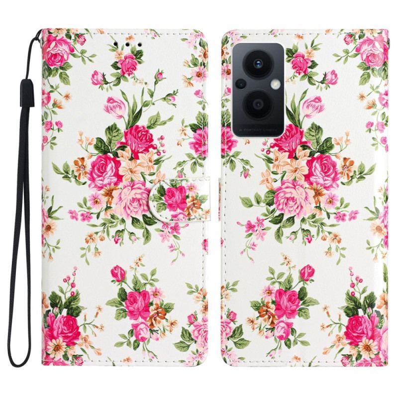 Flip Cover Oppo Reno 8 Lite Med Snor Rem Liberty Flowers