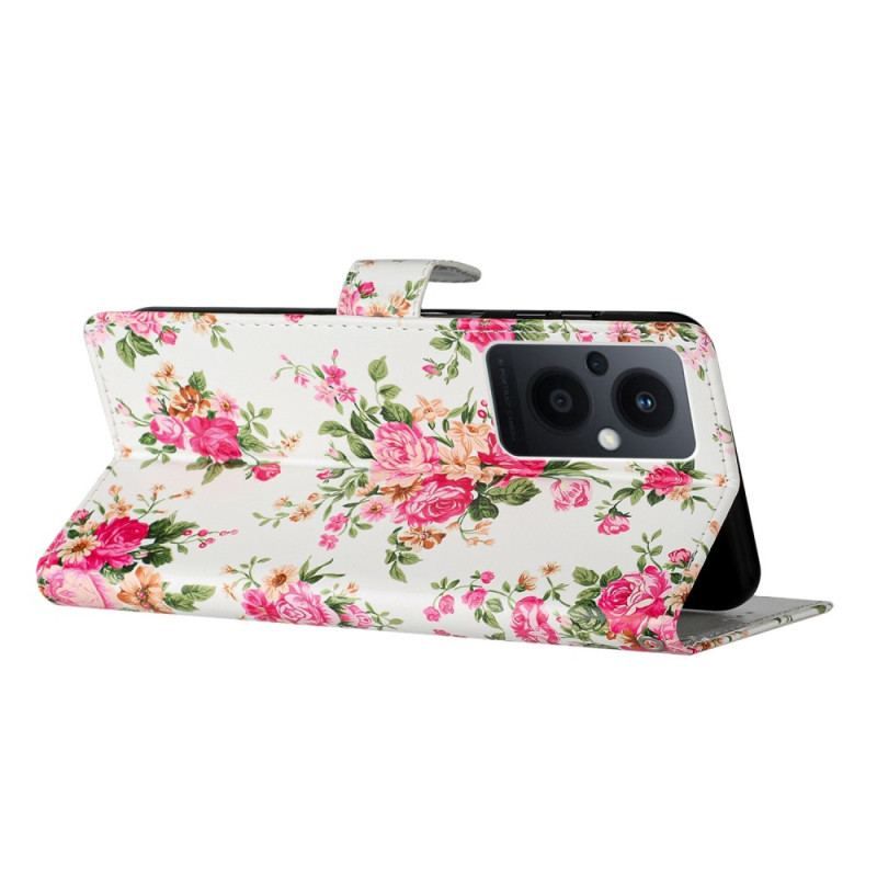 Flip Cover Oppo Reno 8 Lite Med Snor Rem Liberty Flowers