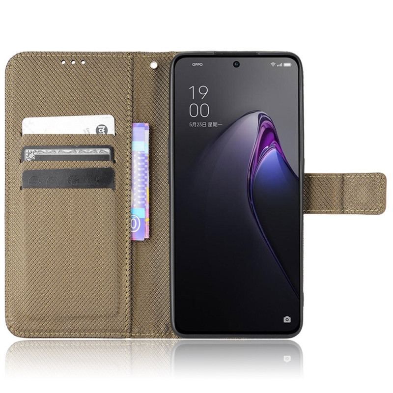 Flip Cover Oppo Reno 8 Med Snor Stilfuldt Strappy Imiteret Læder