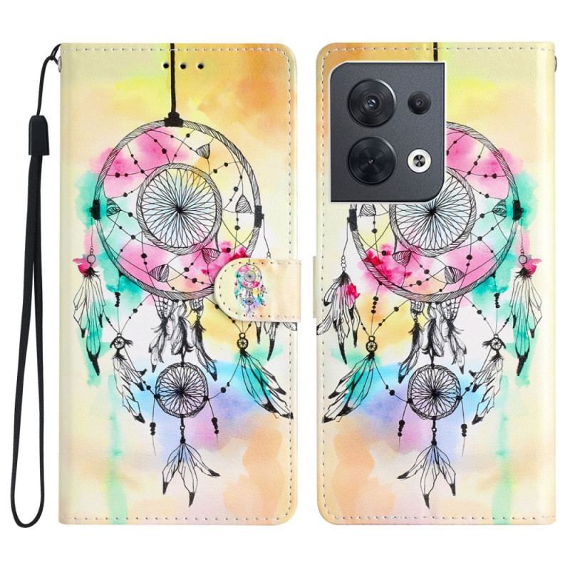 Flip Cover Oppo Reno 8 Med Snor Strap Dream Catcher