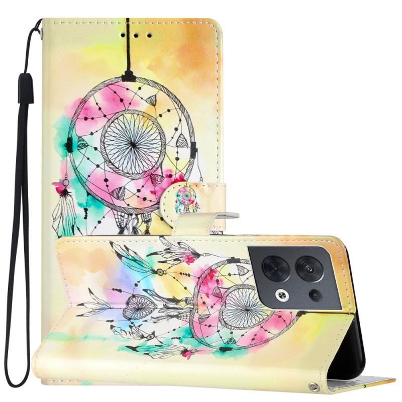 Flip Cover Oppo Reno 8 Med Snor Strap Dream Catcher