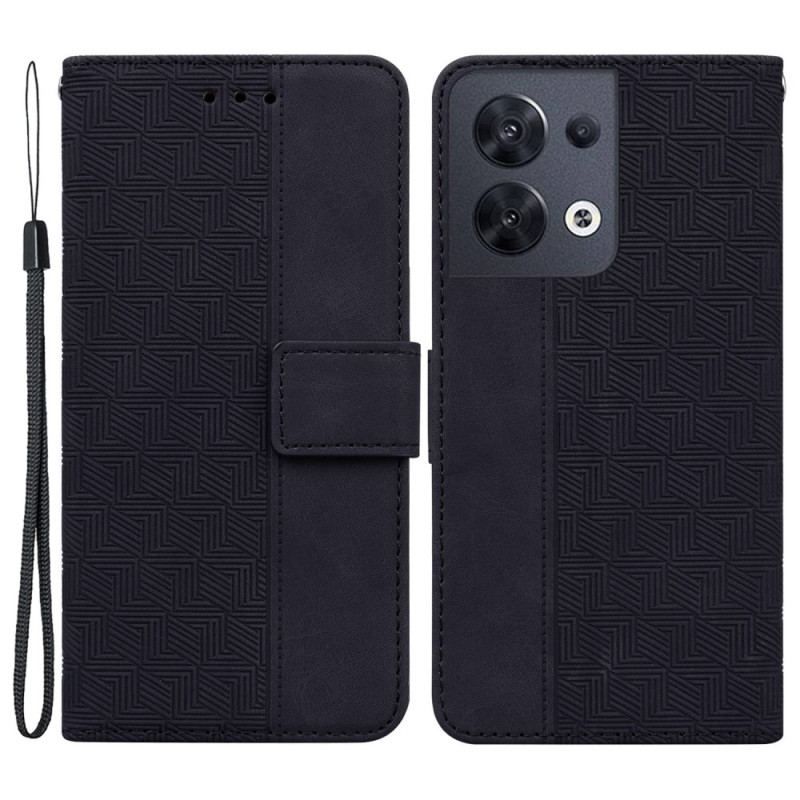 Flip Cover Oppo Reno 8 Med Snor Strappy Mønster