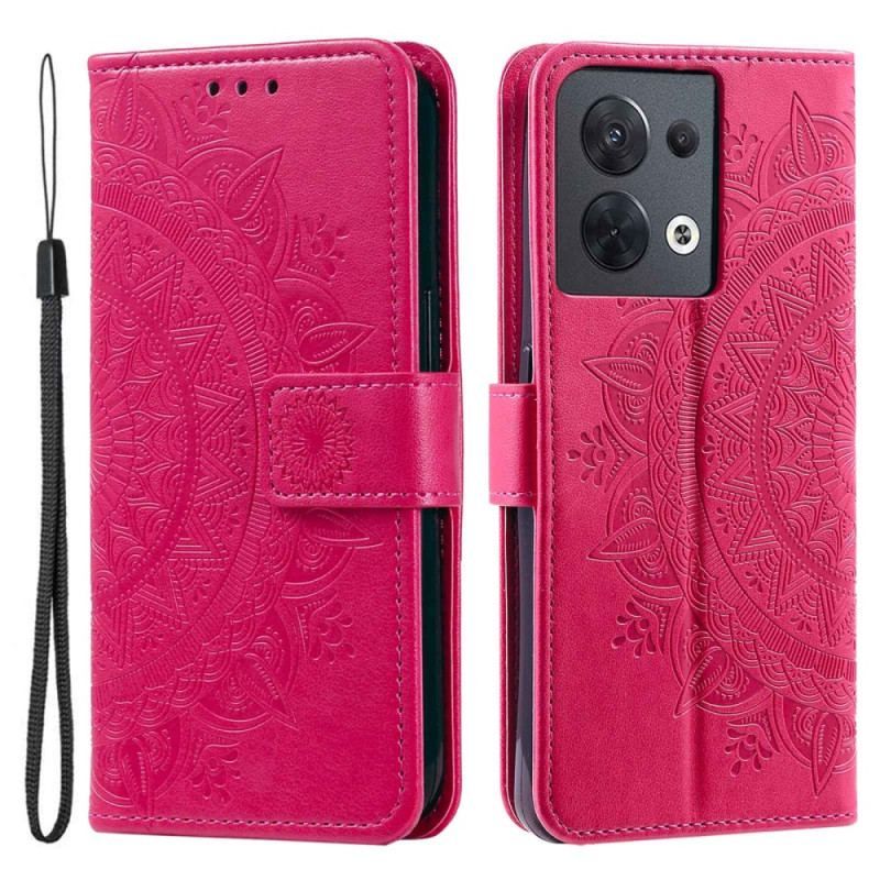 Flip Cover Oppo Reno 8 Med Snor Strappy Sun Mandala