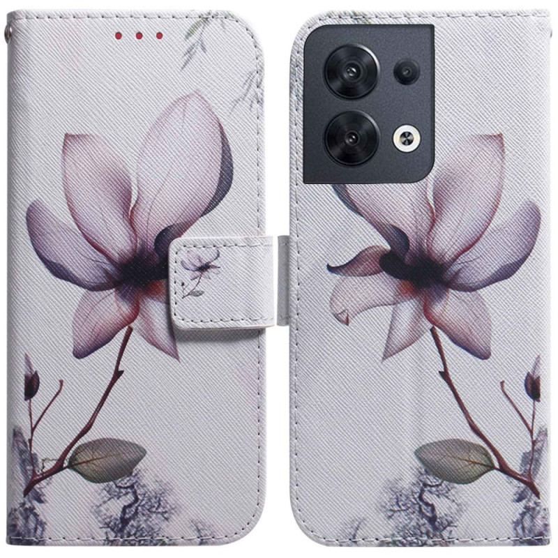 Flip Cover Oppo Reno 8 Med Snor Vintage Strappy Blomst