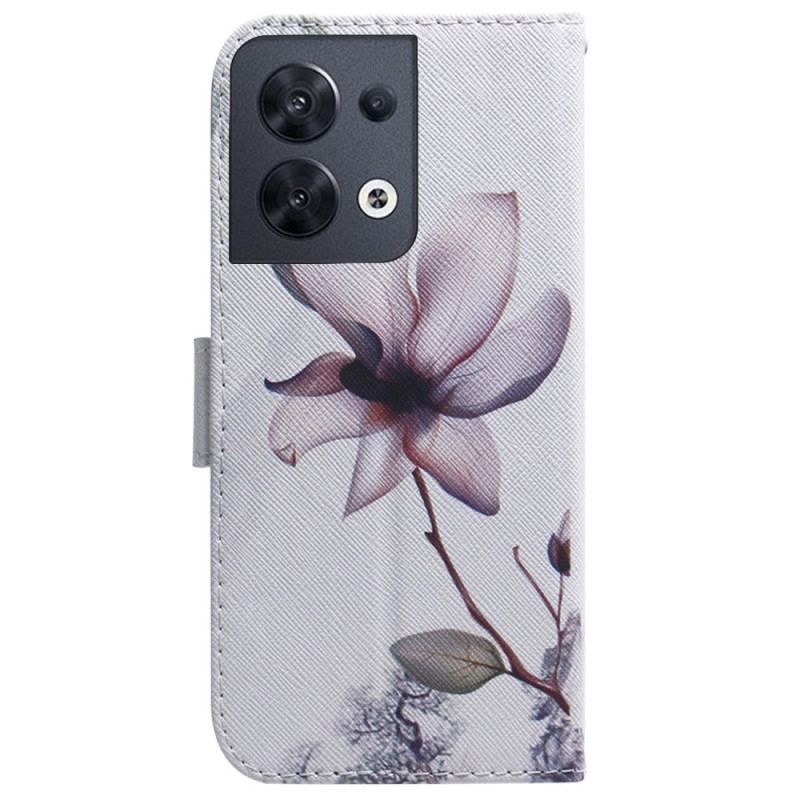 Flip Cover Oppo Reno 8 Med Snor Vintage Strappy Blomst