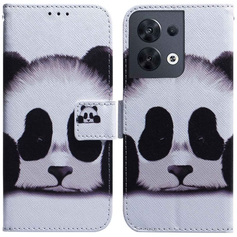 Flip Cover Oppo Reno 8 Panda Med Snor