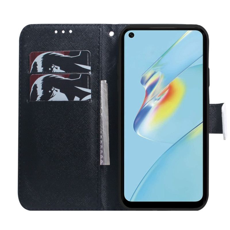 Flip Cover Oppo Reno 8 Panda Med Snor