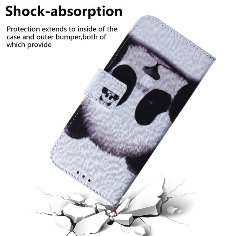 Flip Cover Oppo Reno 8 Panda Med Snor