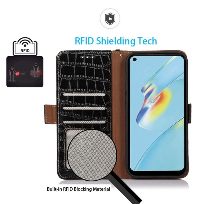 Flip Cover Oppo Reno 8 Pro Crocodile Style Rfid