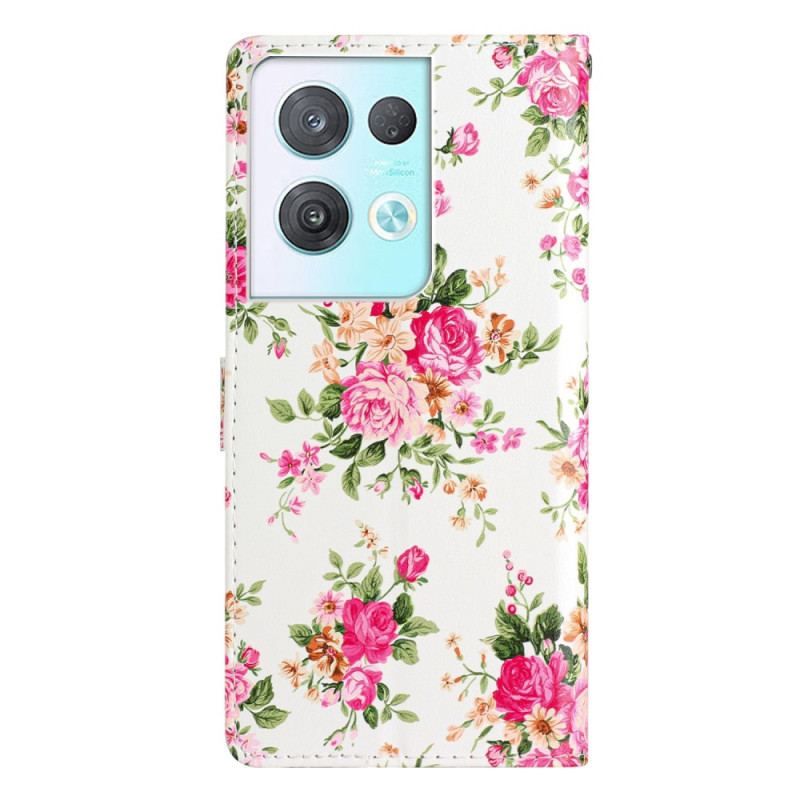 Flip Cover Oppo Reno 8 Pro Med Snor Rem Liberty Flowers