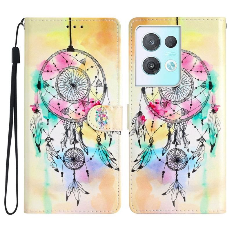 Flip Cover Oppo Reno 8 Pro Med Snor Strap Dream Catcher