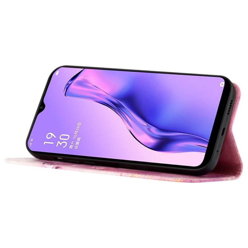 Flip Cover Oppo Reno 8 Pro Med Snor Strip Marmor