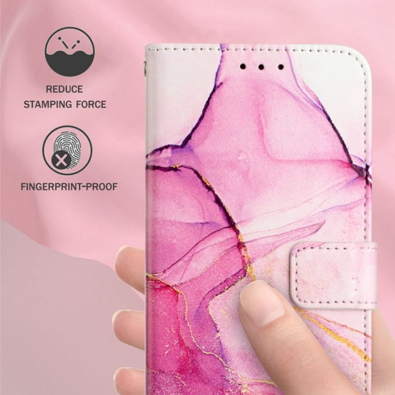 Flip Cover Oppo Reno 8 Pro Med Snor Strip Marmor