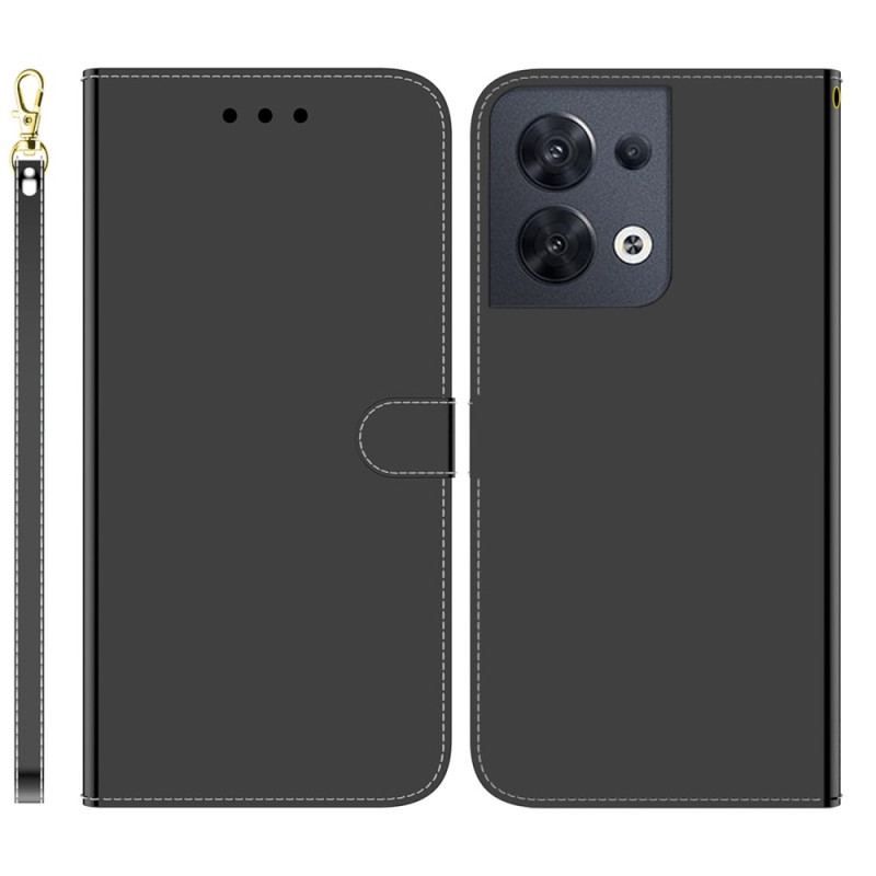 Flip Cover Oppo Reno 8 Spejl Og Snor