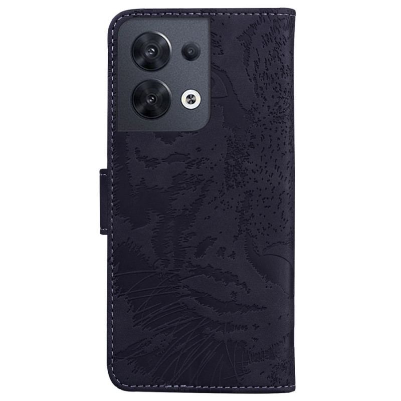 Flip Cover Oppo Reno 8 Tiger Fodaftryk