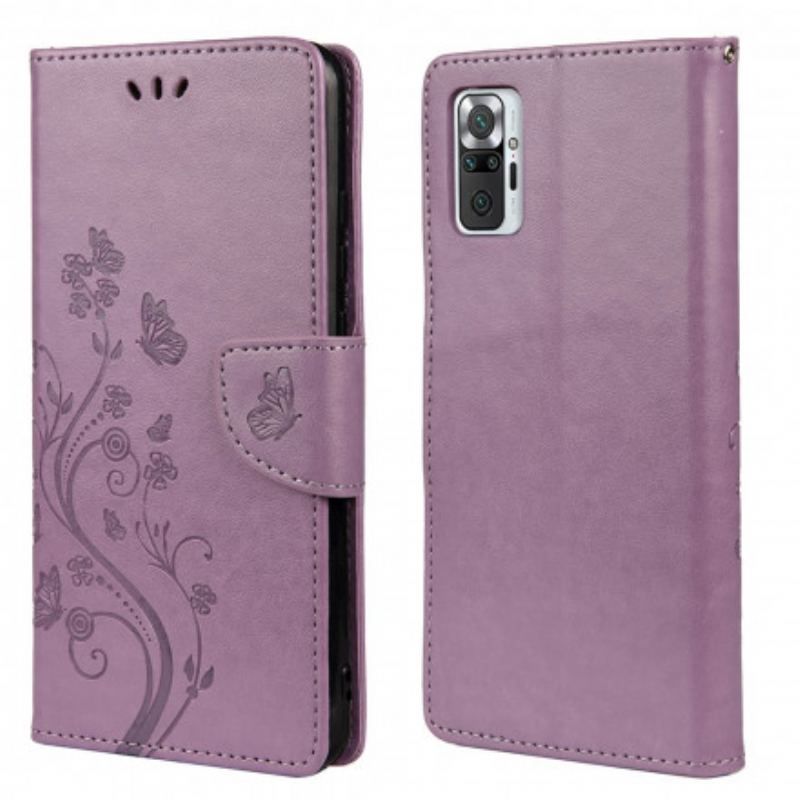 Flip Cover Poco M5s Asiatiske Sommerfugle Og Blomster