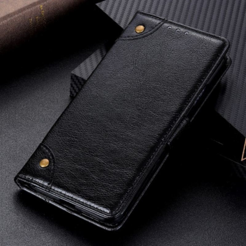 Flip Cover Poco M5s Style Nappa Læder Vintage Nitter