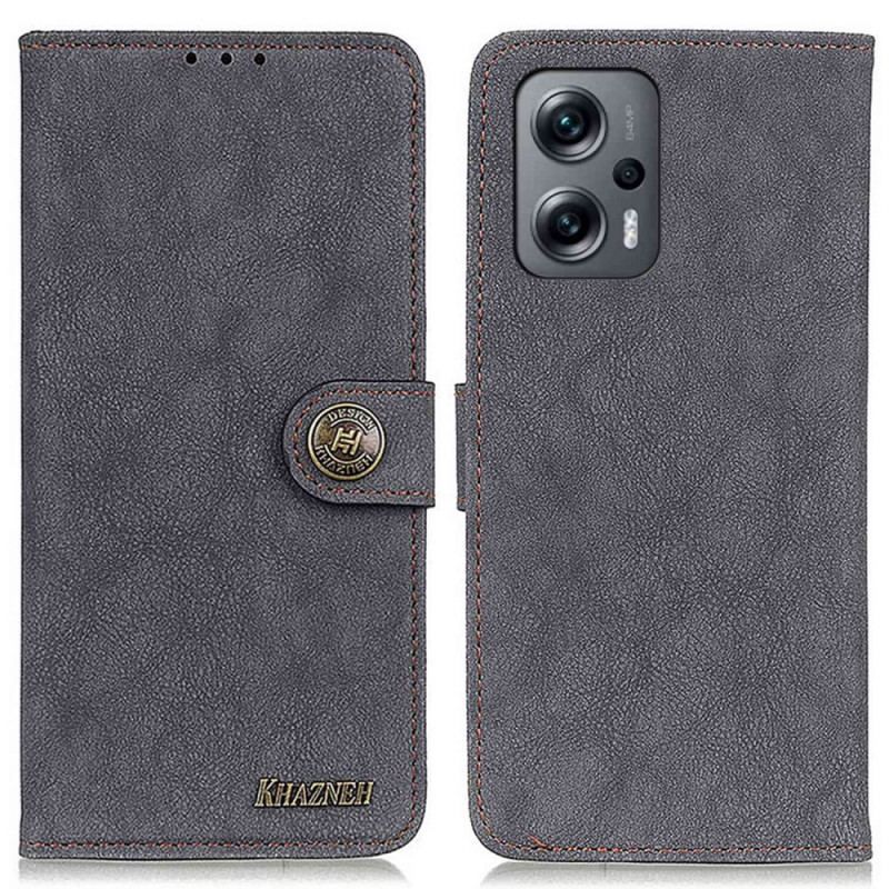 Flip Cover Poco X4 GT Khazneh Retro Split Imiteret Læder