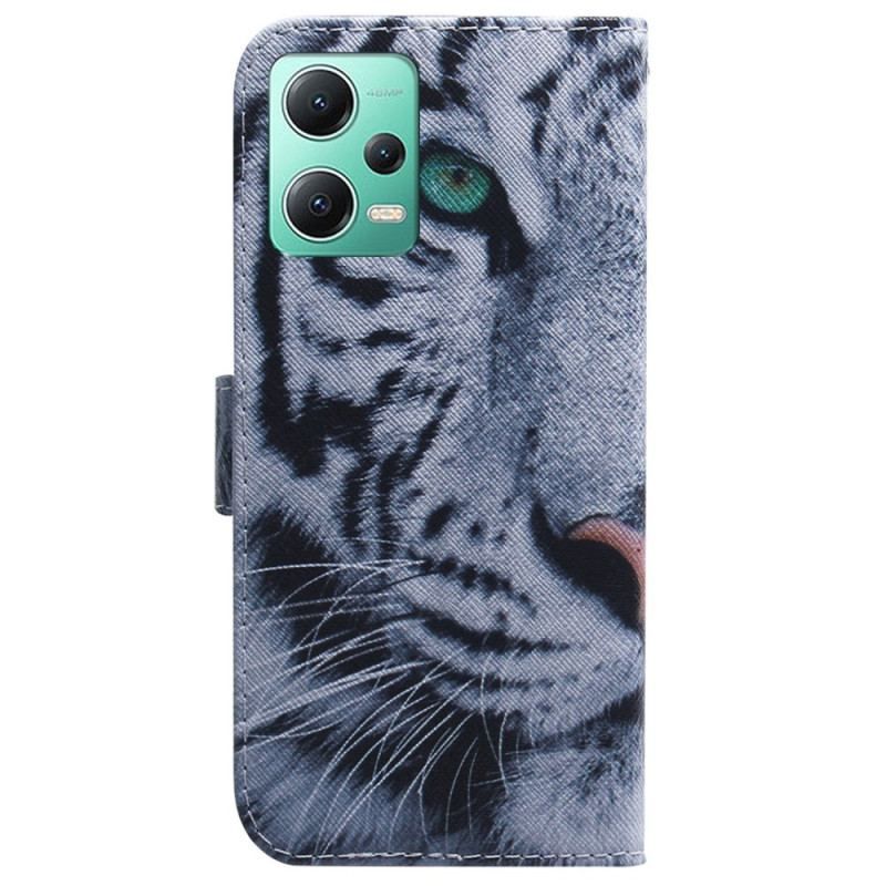 Flip Cover Poco X5 5G Med Snor Strappy White Tiger