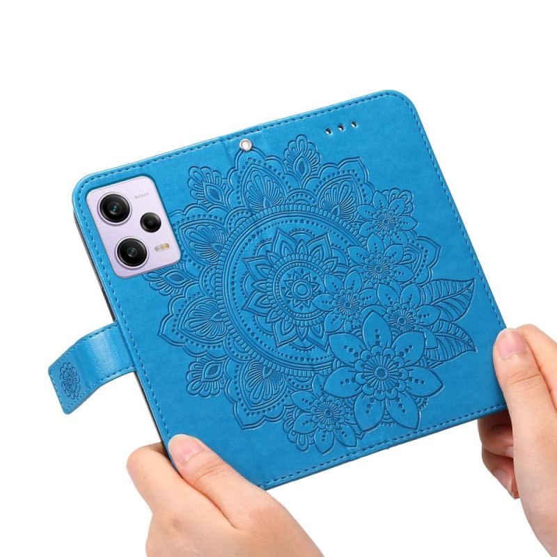 Flip Cover Poco X5 Pro 5G Med Snor Rem Blomster Mandala