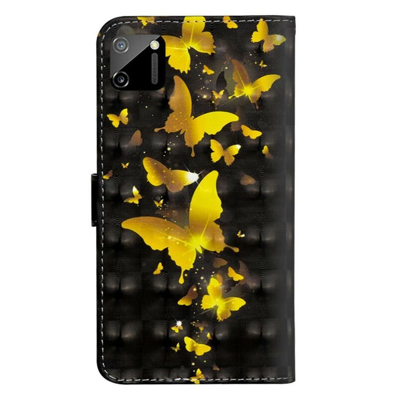 Flip Cover Realme C11 Gule Sommerfugle