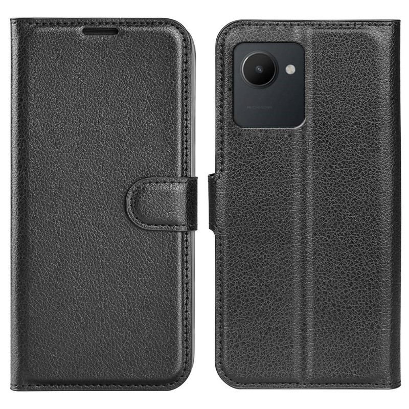 Flip Cover Realme C30 Klassisk Litchi Tekstur