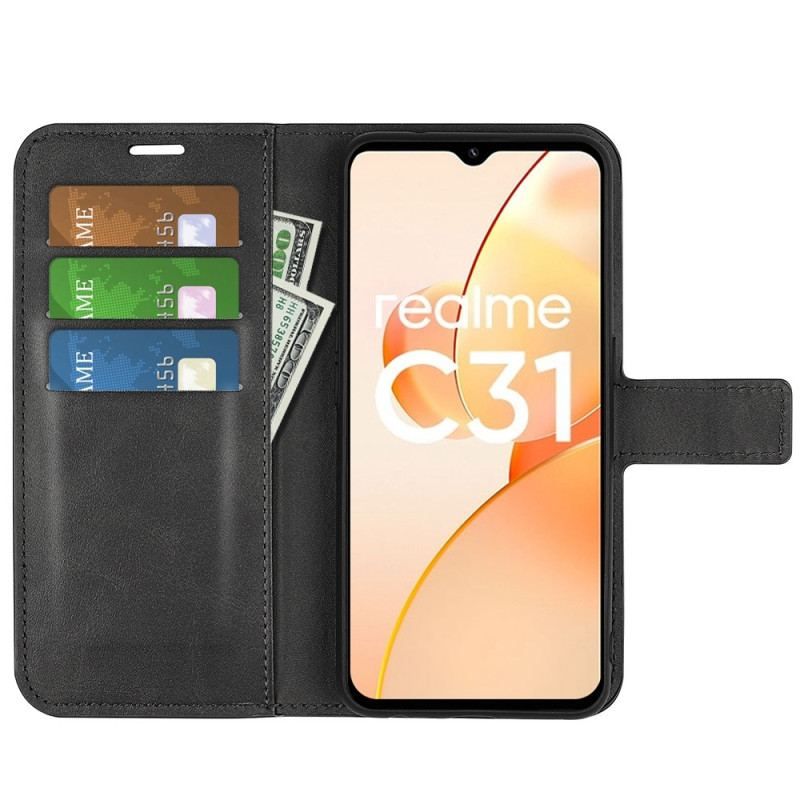 Flip Cover Realme C31 Traditionelt Imiteret Læder