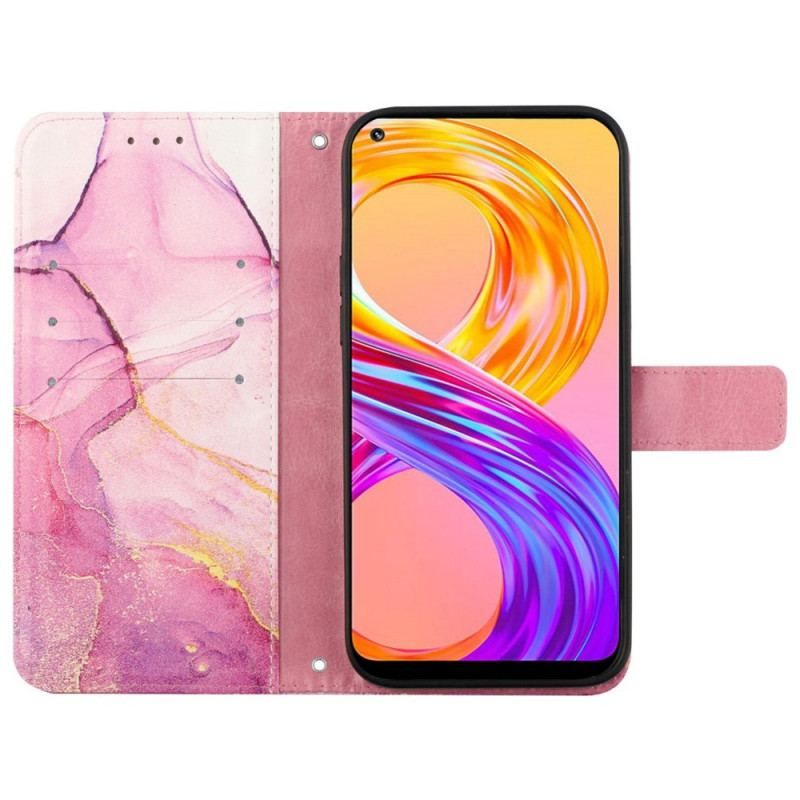 Flip Cover Realme GT2 Pro Med Snor Strip Marmor