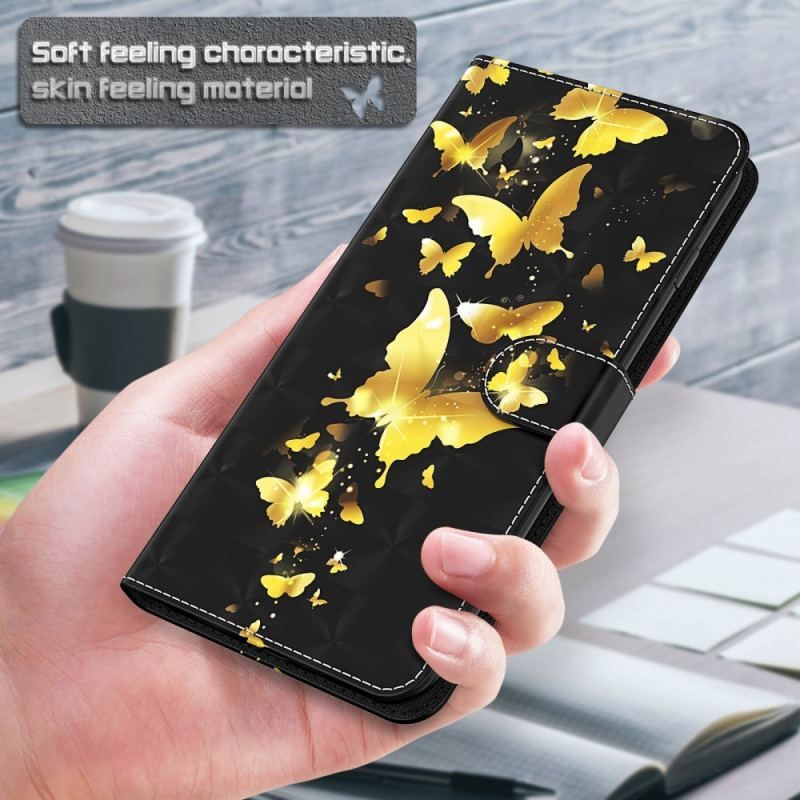 Flip Cover Samsung Galaxy A13 5G / A04s Gule Sommerfugle