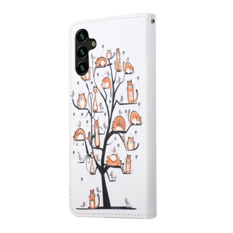 Flip Cover Samsung Galaxy A13 5G / A04s Med Snor / 04s Funky Cats Strappy