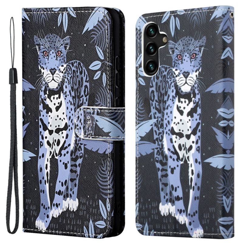 Flip Cover Samsung Galaxy A13 5G / A04s Med Snor Strappy Leopard