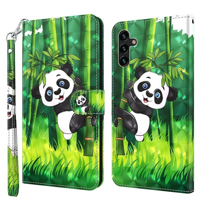 Flip Cover Samsung Galaxy A13 5G / A04s Panda Og Bambus