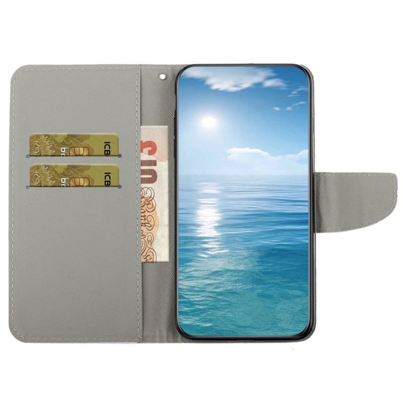 Flip Cover Samsung Galaxy A14 / A14 5G Med Snor Inkognito Giraffer I Lanyard