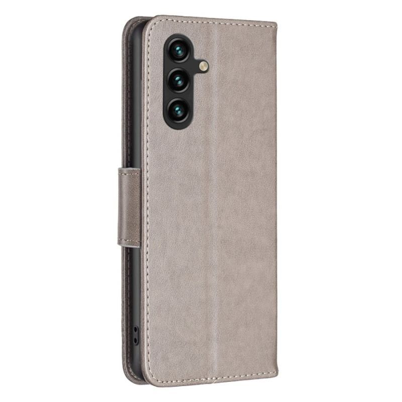 Flip Cover Samsung Galaxy A14 / A14 5G Med Snor Sommerfugle Trykt Strappy