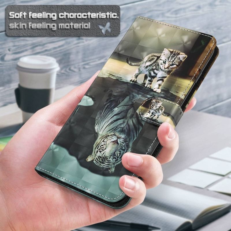 Flip Cover Samsung Galaxy A14 / A14 5G Med Snor Strappy Kitten Dream