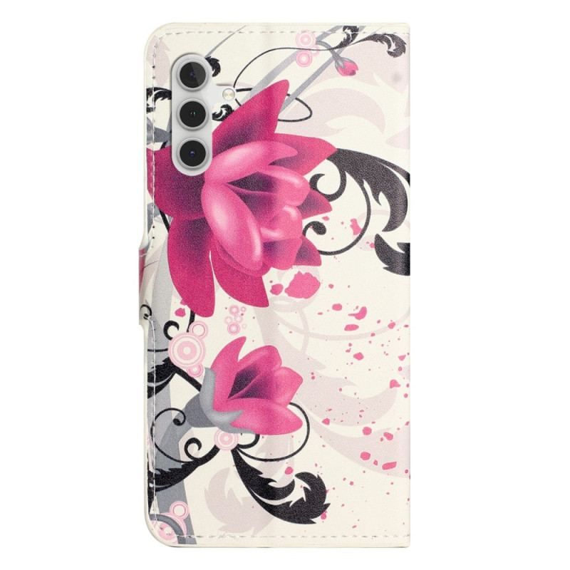 Flip Cover Samsung Galaxy A14 / A14 5G Tropiske Blomster