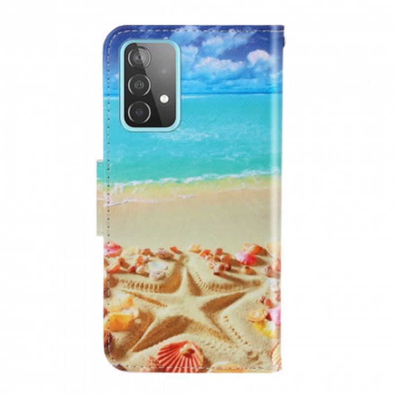 Flip Cover Samsung Galaxy A52 4G / A52 5G / A52s 5G Med Snor Lanyard Beach