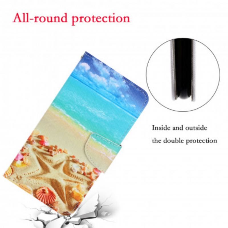 Flip Cover Samsung Galaxy A52 4G / A52 5G / A52s 5G Med Snor Lanyard Beach