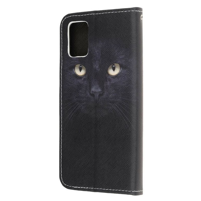 Flip Cover Samsung Galaxy A52 4G / A52 5G / A52s 5G Med Snor Strappy Black Cat Eyes