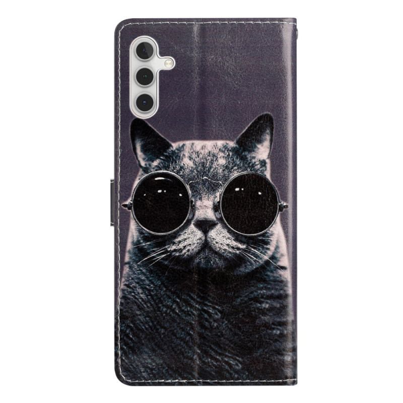 Flip Cover Samsung Galaxy A54 5G Med Snor Cat Strappy Briller