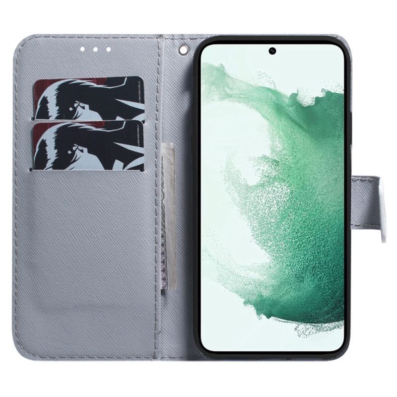 Flip Cover Samsung Galaxy A54 5G Med Snor Strappy Aquarel Wolf