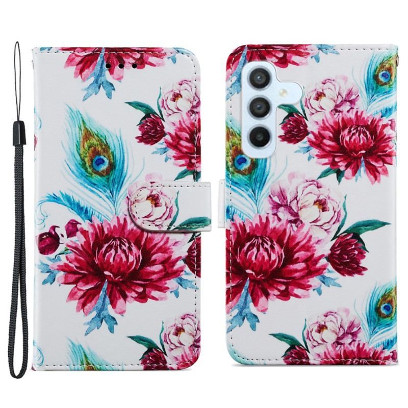 Flip Cover Samsung Galaxy A54 5G Med Snor Strappy Floral