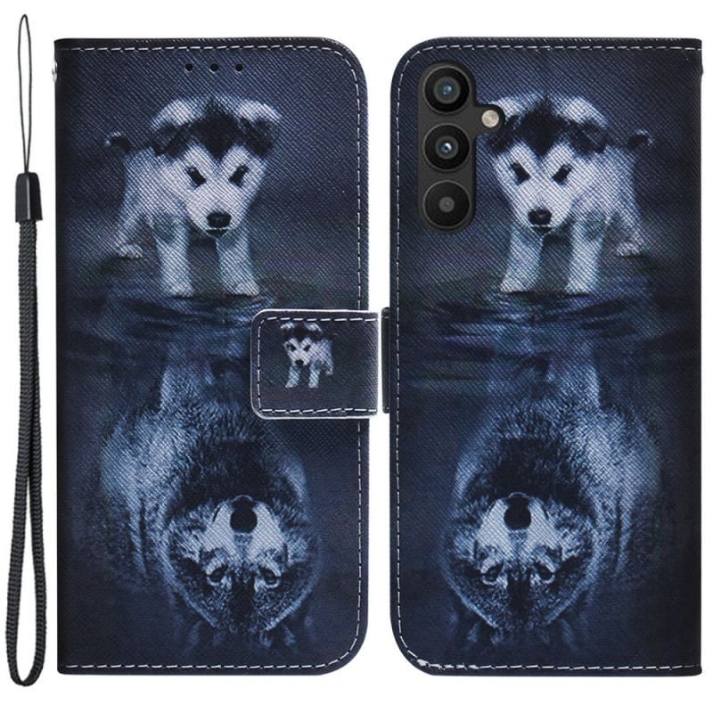 Flip Cover Samsung Galaxy A54 5G Med Snor Strappy Puppy Dream