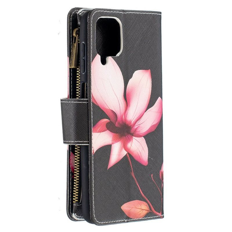 Flip Cover Samsung Galaxy M12 / A12 Blomsterlomme Med Lynlås