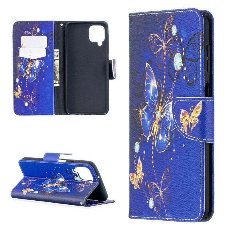 Flip Cover Samsung Galaxy M12 / A12 Gyldne Sommerfugle