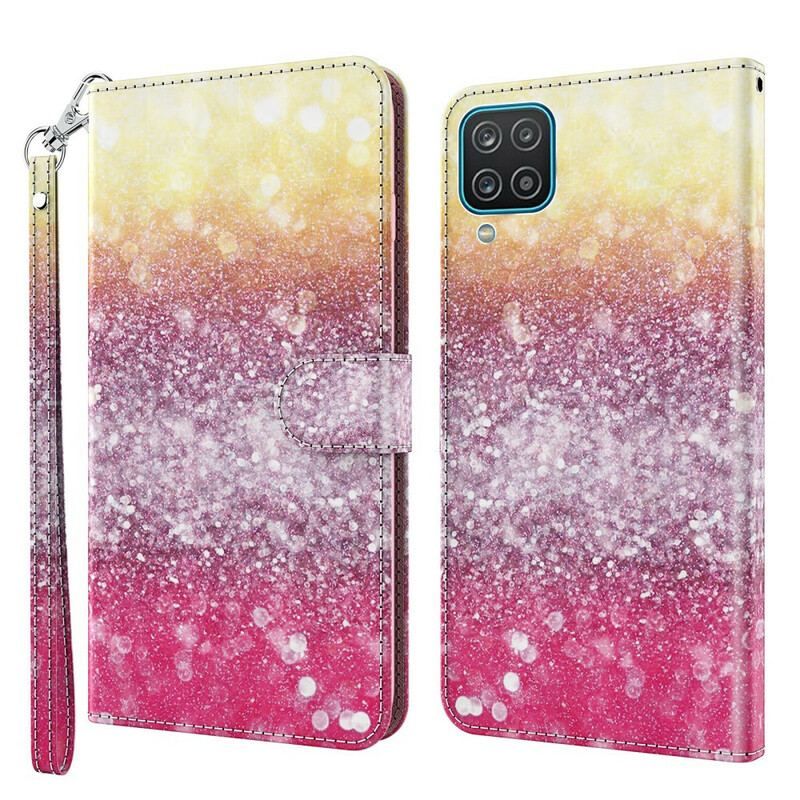 Flip Cover Samsung Galaxy M12 / A12 Magenta Glitter Gradient