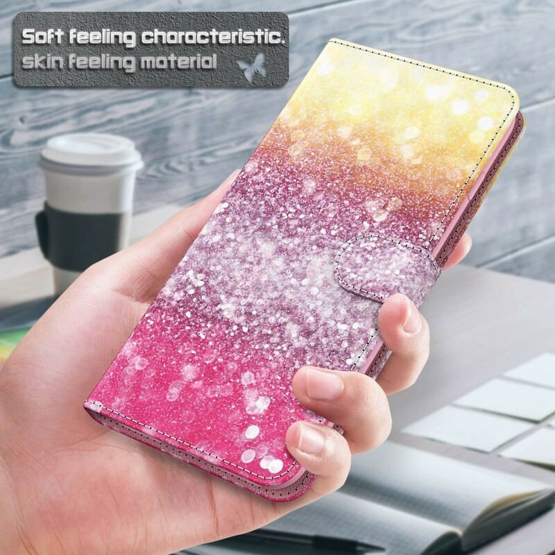 Flip Cover Samsung Galaxy M12 / A12 Magenta Glitter Gradient