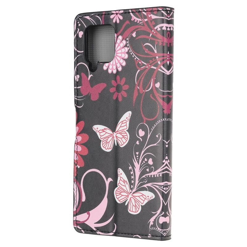 Flip Cover Samsung Galaxy M12 / A12 Sommerfugle Og Blomster