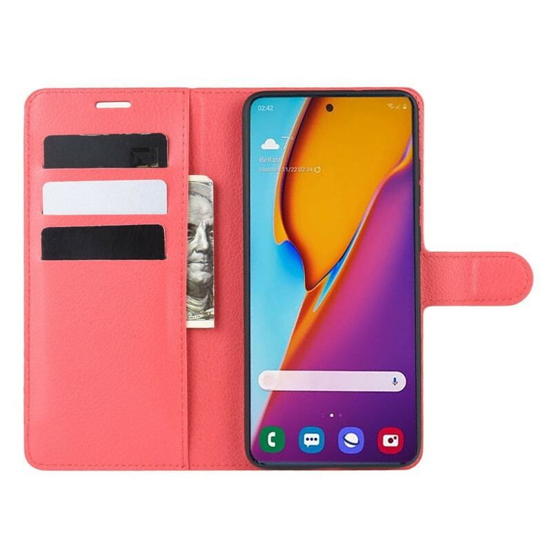 Flip Cover Samsung Galaxy S20 Plus / S20 Plus 5G Klassisk Litchi Imiteret Læder