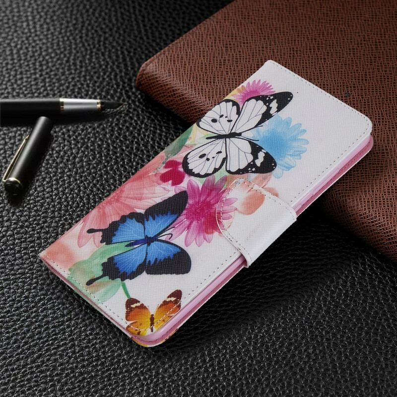 Flip Cover Samsung Galaxy S20 Plus / S20 Plus 5G Malede Sommerfugle Og Blomster